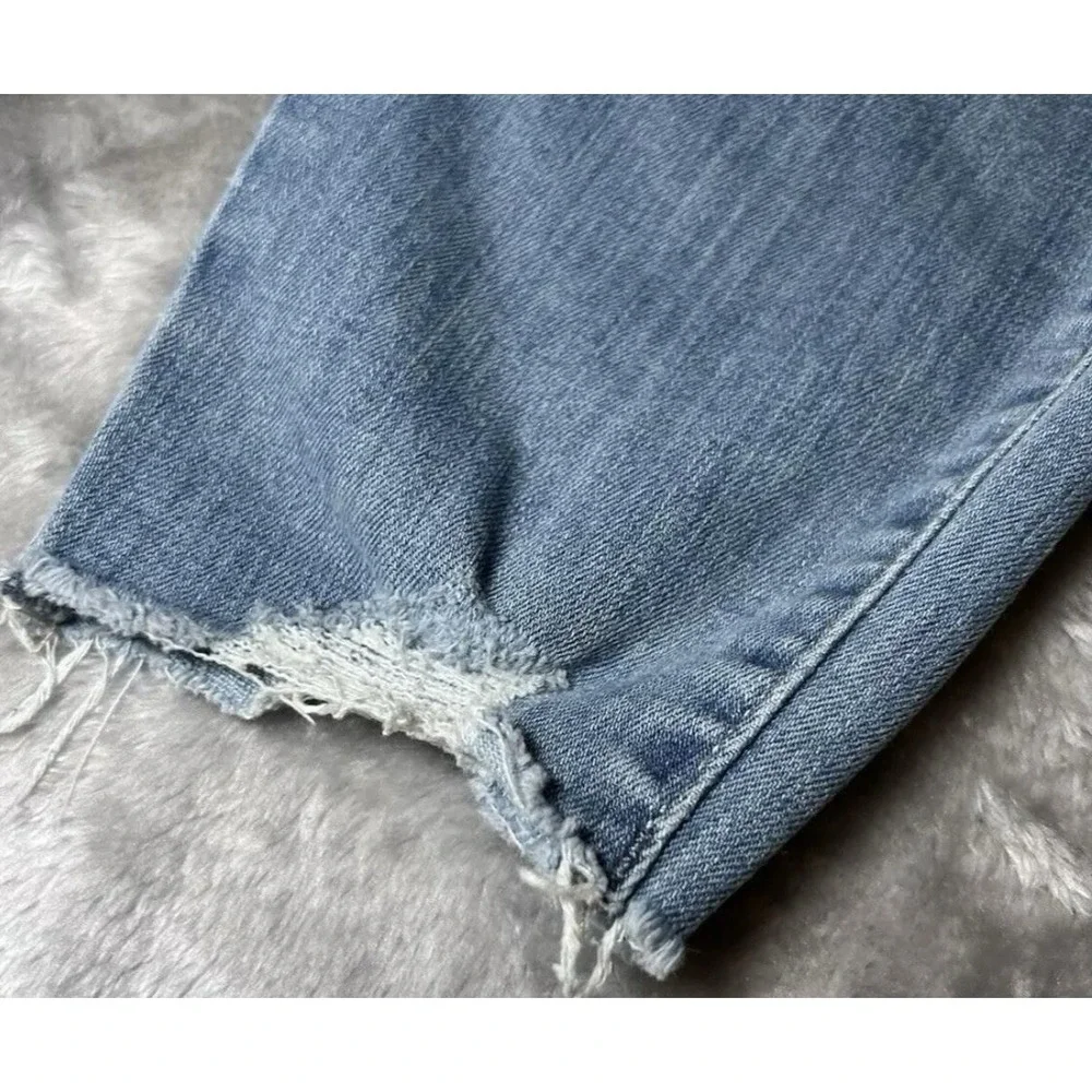 Banana Republic Womens Size 27/4 Petites Skinny Fit Jeans Blue Fashionable Rips - Picture 7 of 13